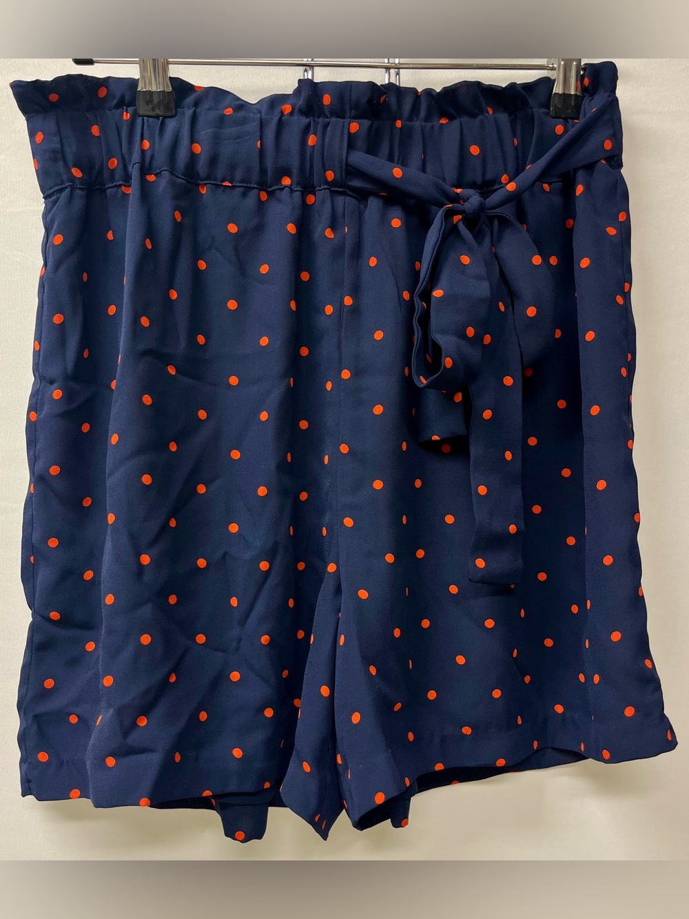 Brand New-Women’s CeCe Navy Paperbag Shorts with Orange Polka Dots